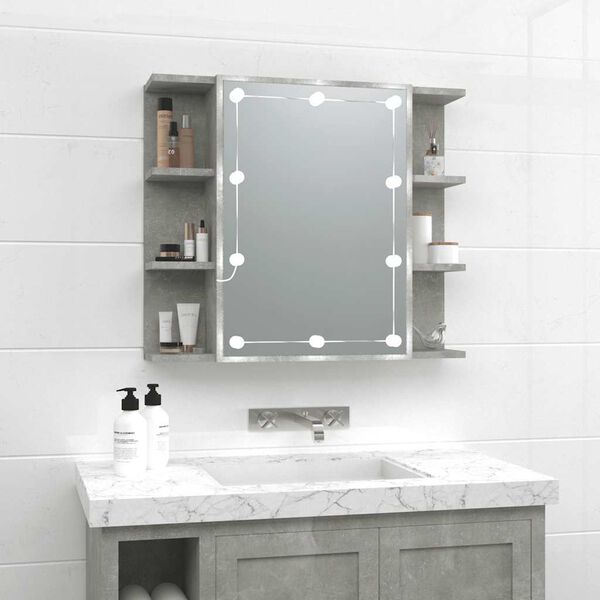 vidaXL Mirror Cabinet Concrete Grey Engineered Wood
