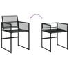 vidaXL Garden Dining Set Black PE rattan Medium Foldable