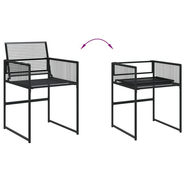 vidaXL Garden Dining Set Black PE rattan Medium Foldable