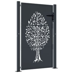 vidaXL Garden Gate Anthracite 39.4x59.1" Steel Tree Design