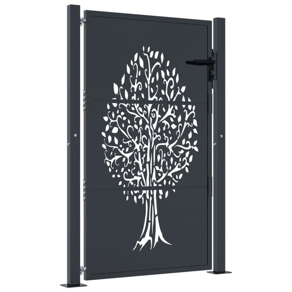vidaXL Garden Gate Anthracite 39.4x59.1" Steel Tree Design