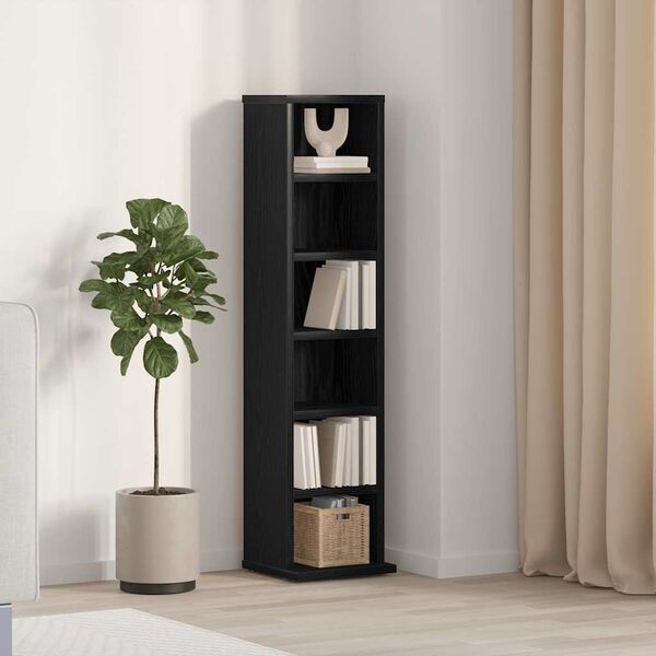vidaXL CD Cabinet Black Oak Engineered Wood Compact Modern Design