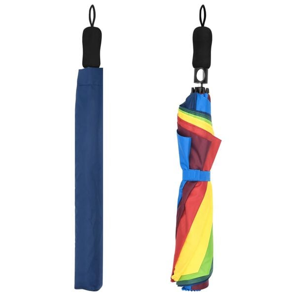 vidaXL Umbrella Multicolored Fabric (190T PG), metal, fiberglass Medium