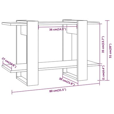 vidaXL Book Cabinet/Room Divider Sonoma Oak 31.5"x11.8"x20.1"