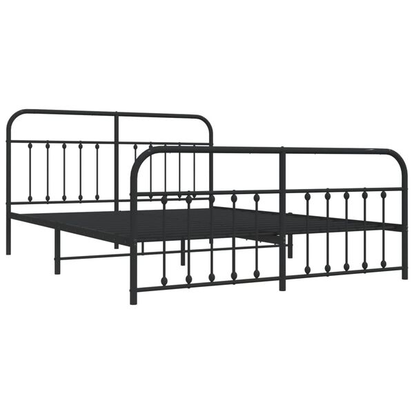 vidaXL Bed Frame Black Steel Super King Metal Bed Frame Rectangular