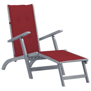 vidaXL Patio Deck Chair with Footrest and Cushion Solid Wood Acacia