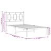 vidaXL Bed Frame White Powder-coated steel Twin Bed Frame Rectangular