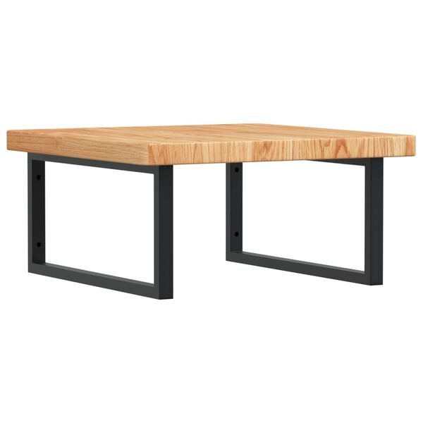 vidaXL Basin Shelf Light brown and black Solid oak wood and steel Medium