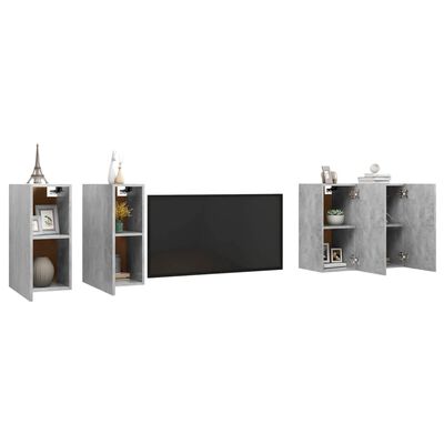 vidaXL TV Stands 4 pcs Concrete Gray 12"x11.8"x23.6" Engineered Wood