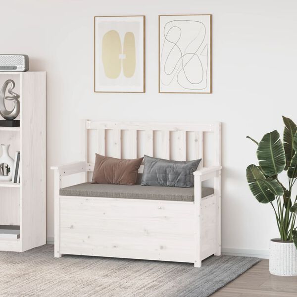 vidaXL Bench White Solid Pine Wood Medium Bench Rectangular Durable