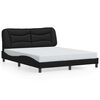 vidaXL Bed Frame Black Faux leather, metal, solid pine wood, plywood