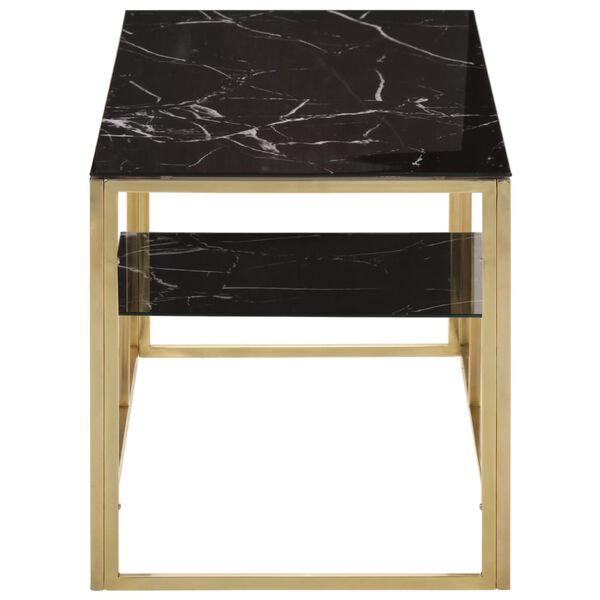 vidaXL Coffee Table Gold, Black Stainless Steel, Toughened Glass Large