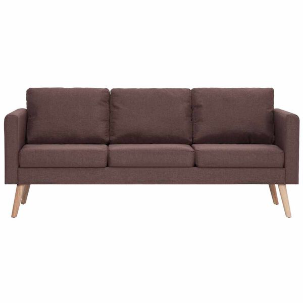vidaXL Sofa Brown Polyester fabric, Wooden frame 3-seater