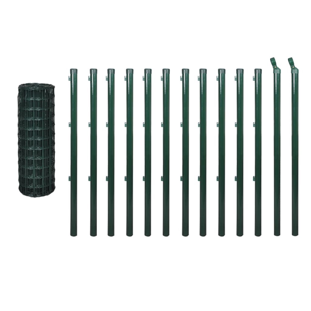 vidaXL Euro Fence Steel 82'x4.9' Green