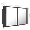 vidaXL LED Mirror Cabinet High gloss grey Engineered wood, Acrylic 31.5 in