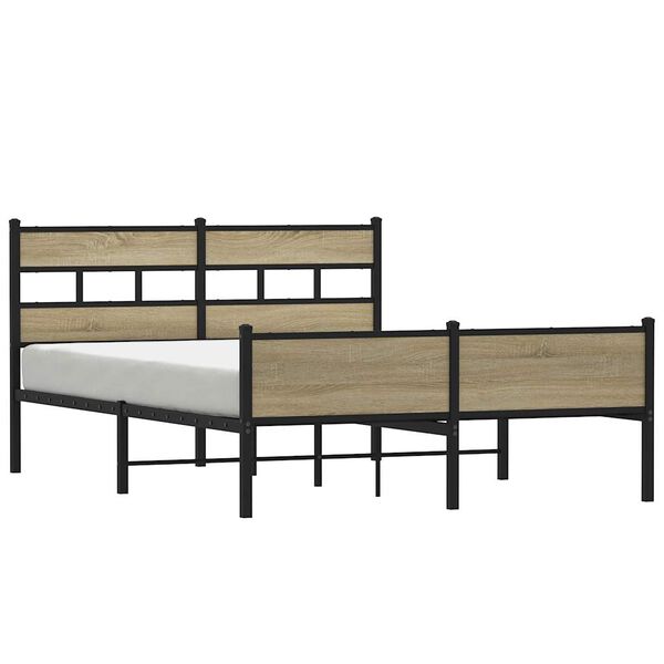 vidaXL Bed Frame Sonoma oak Steel, engineered wood Full Bed Frame