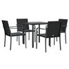 vidaXL Garden Dining Set Black Poly Rattan, Steel, Tempered Glass