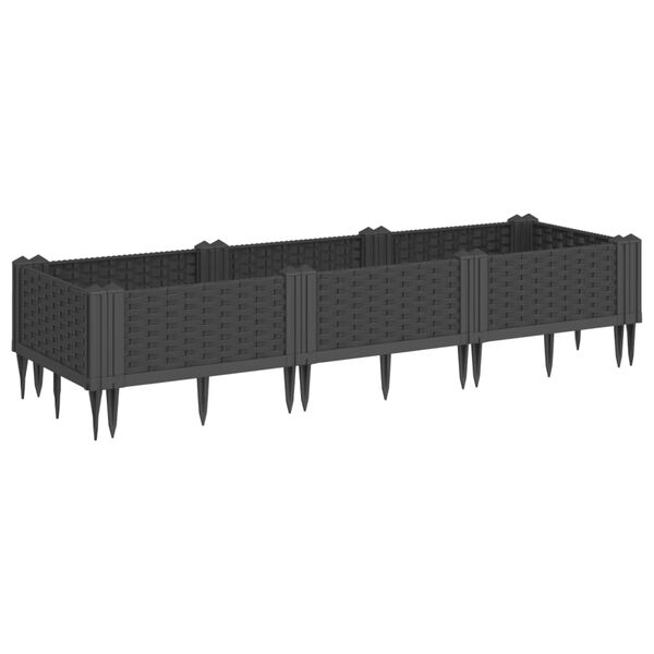 vidaXL Garden Planter Black Polypropylene Medium Modular
