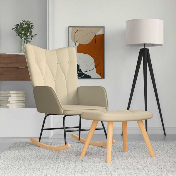 vidaXL Rocking Chair With Stool Cream
