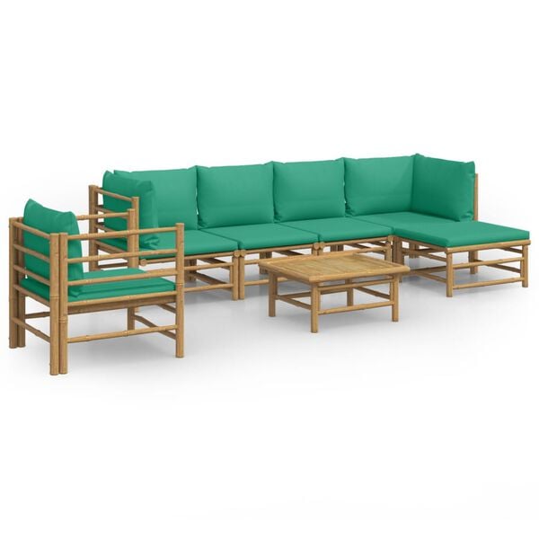 vidaXL Garden Lounge Set Green Bamboo, 100% polyester Large Modular