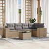 vidaXL Garden Sofa Set Beige PE rattan, powder-coated steel, tempered glass