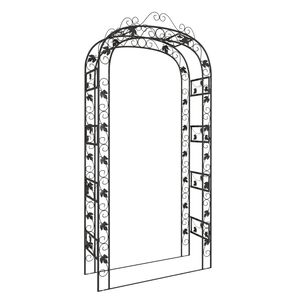 vidaXL Garden Arch Black Powder-Coated Steel Large Decorative Inlays