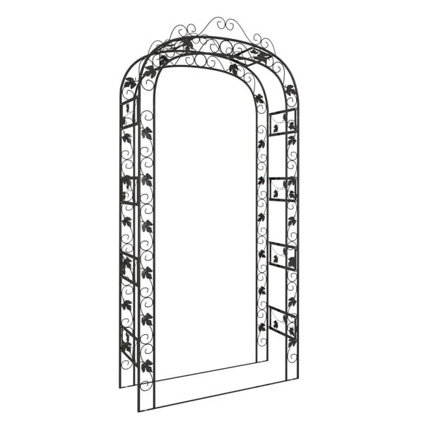 vidaXL Garden Arch Black Powder-Coated Steel Large Decorative Inlays