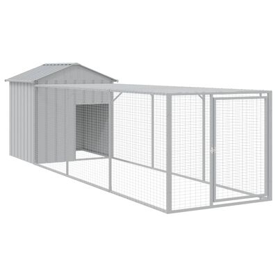 vidaXL Chicken Cage with Run Light Gray 46.1"x159.4"x48.4" Galvanized Steel