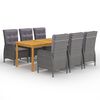 vidaXL Garden Dining Set Grey Solid Acacia wood Removable Covers