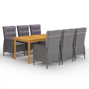 vidaXL Garden Dining Set Grey Solid Acacia wood Removable Covers