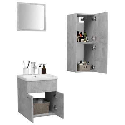 vidaXL Bathroom Furniture Set Concrete Gray Engineered Wood