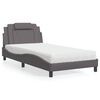 vidaXL Bed Grey Faux leather Twin Bed Rectangular Modern Twin Bed