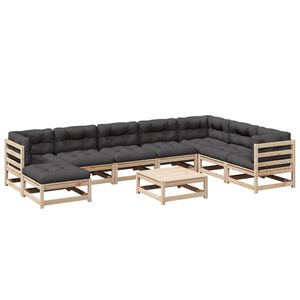 vidaXL Garden Sofa Set Anthracite Solid Pine Wood 9 Piece