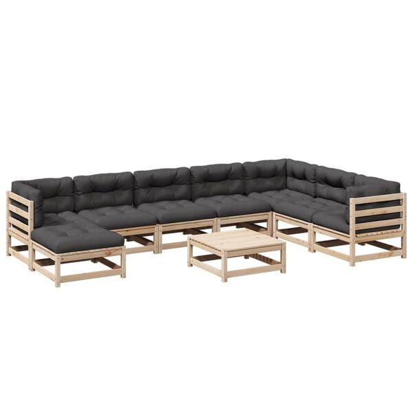 vidaXL Garden Sofa Set Anthracite Solid Pine Wood 9 Piece
