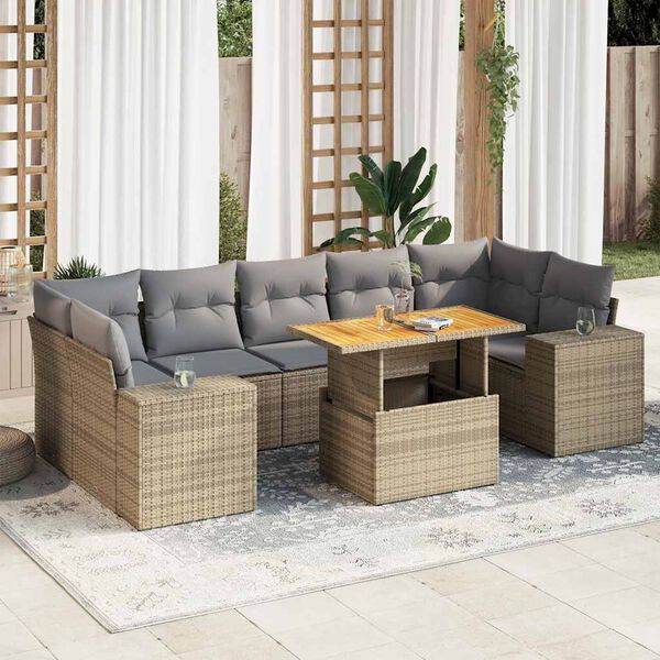 vidaXL Garden Sofa Set Beige, Light Grey