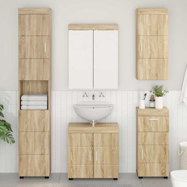 vidaXL Bathroom Wall Cabinet TULUM Sonoma Oak 14.57 x 9.65 x 33.86 in
