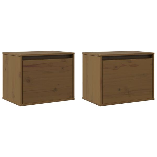 vidaXL Wall Cabinet Set of 2 Honey brown Solid pinewood