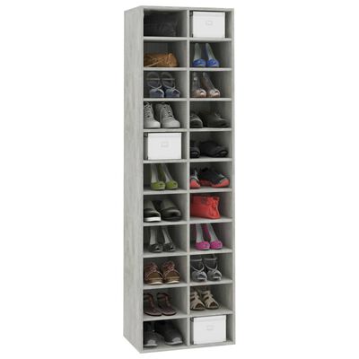 vidaXL Shoe Cabinet Concrete Gray 21.2"x13.3"x72" Chipboard