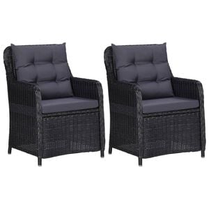 vidaXL Rattan Chair Set of 2 Black and Dark Grey