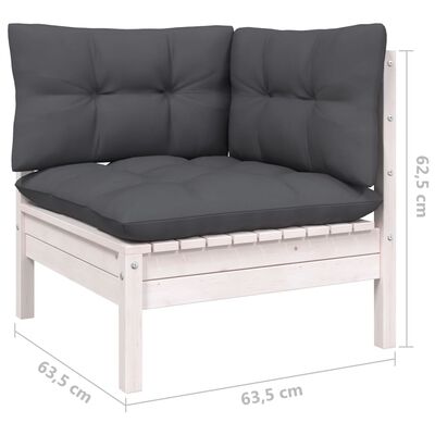 vidaXL 9 Piece Patio Lounge Set with Cushions White Pinewood