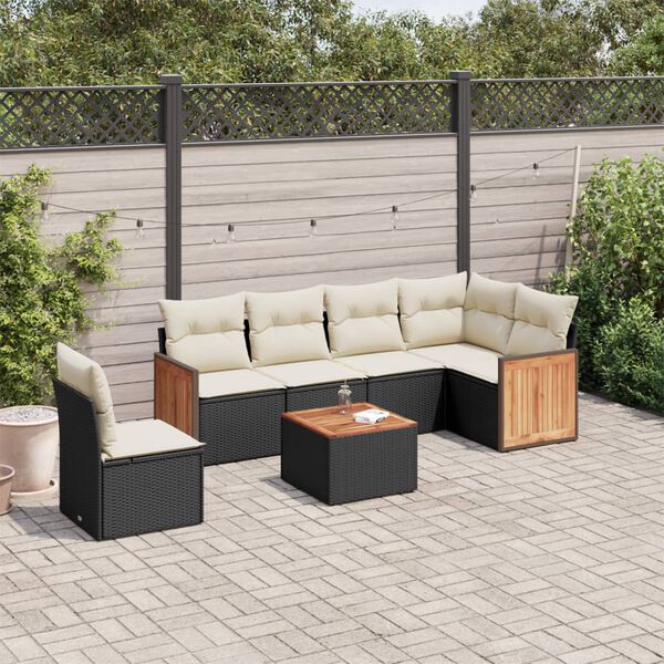 vidaXL Garden Sofa Set Black, Cream White