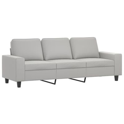 vidaXL 3-Seater Sofa with Footstool Light Gray 70.9" Microfiber Fabric