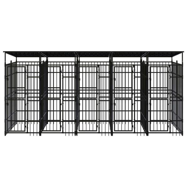 vidaXL Dog Kennel Black Powder-coated steel Large Dog Kennel
