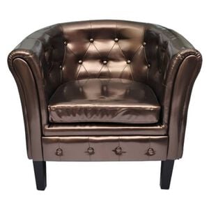 vidaXL Chesterfield Brown Wooden frame, faux leather upholstery Standard