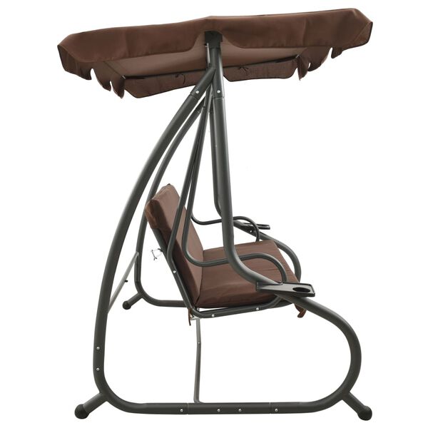 vidaXL Swing Bench Coffee PVC-coated fabric, powder-coated steel