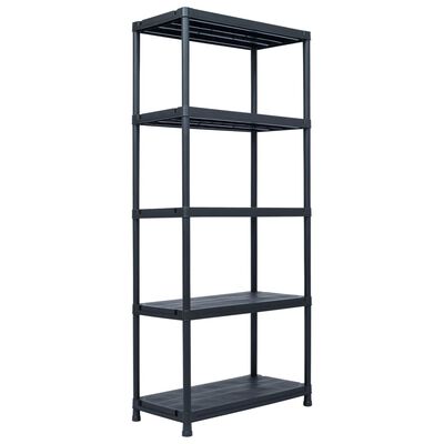 vidaXL Storage Shelf Rack Black 1102.3 lb 35.4"x23.6"x70.9" Plastic