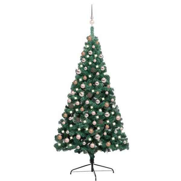 vidaXL Artificial Half Pre-lit Christmas Tree with Ball Set Green 70.9"