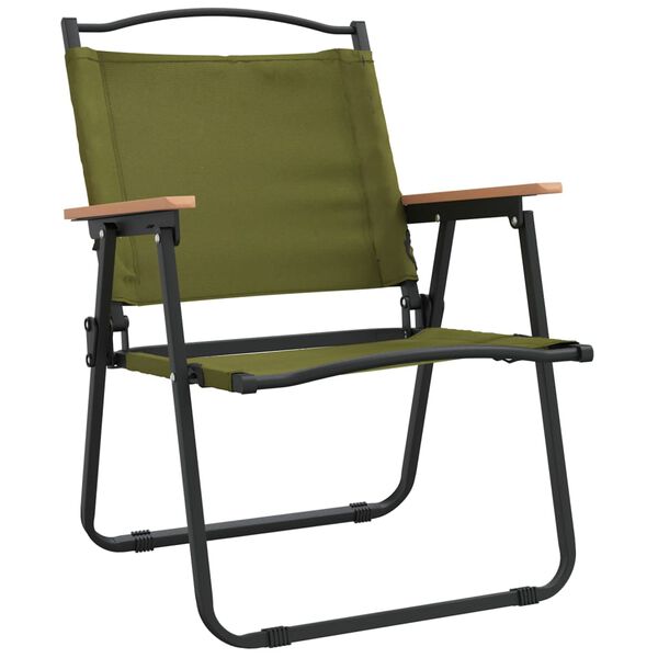 vidaXL Camping Chair Set of 2 Green 500D Oxford fabric with PE coating