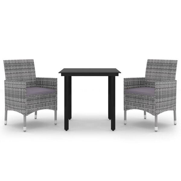 vidaXL Garden Dining Set Grey, Dark grey, Black