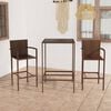 vidaXL Garden Bar Set Brown PE Rattan, Powder-Coated Steel, Tempered Glass